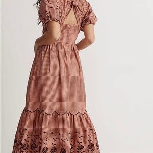 Madewell Embroidered Bubble-Sleeve Midi Dress